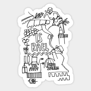 Israel Travel Journal Doodle Tel Aviv and Jerusalem Sticker